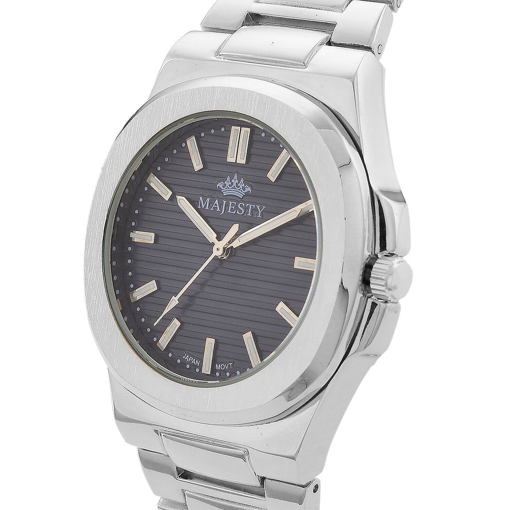 ONE TIME DEAL - Majesty Miyota 2035 Movement 3ATM Water Resistant Navy Blue Hydraulic Dial Watch with Silver Colour Strap