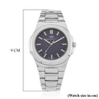 ONE TIME DEAL - Majesty Miyota 2035 Movement 3ATM Water Resistant Navy Blue Hydraulic Dial Watch with Silver Colour Strap
