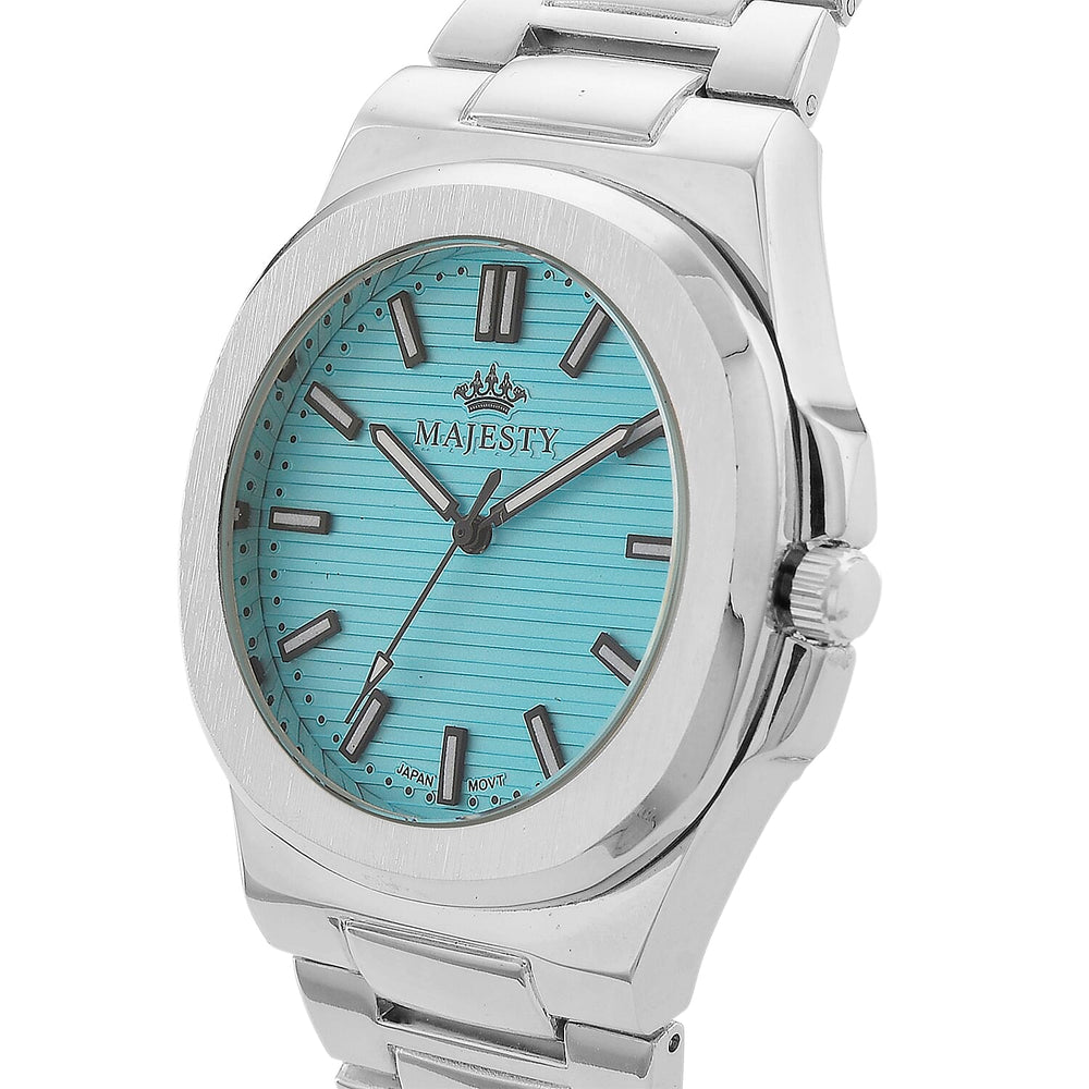 Miyota 2035 Movement 3ATM Water Resistant Sky Blue Hydraulic Dial Watch with Silver Colour Chain Strap