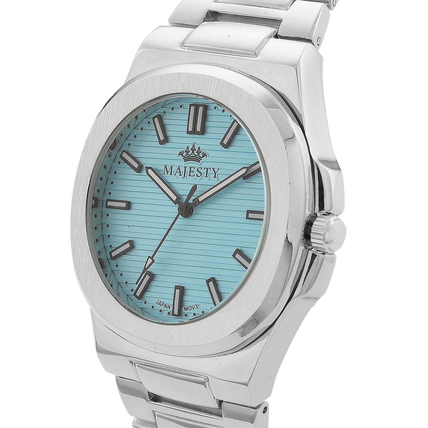 Miyota 2035 Movement 3ATM Water Resistant Sky Blue Hydraulic Dial Watch with Silver Colour Chain Strap