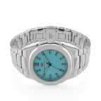 Miyota 2035 Movement 3ATM Water Resistant Sky Blue Hydraulic Dial Watch with Silver Colour Chain Strap