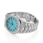 Miyota 2035 Movement 3ATM Water Resistant Sky Blue Hydraulic Dial Watch with Silver Colour Chain Strap