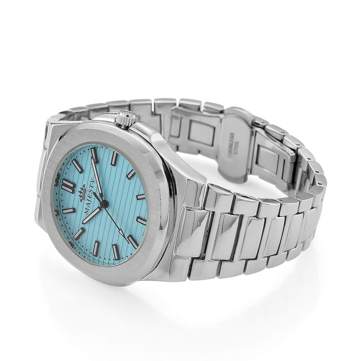Miyota 2035 Movement 3ATM Water Resistant Sky Blue Hydraulic Dial Watch with Silver Colour Chain Strap