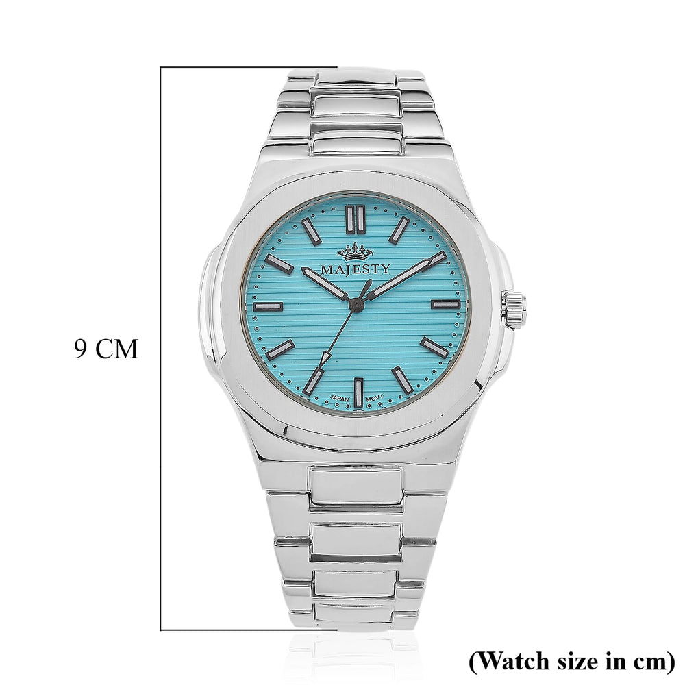 Miyota 2035 Movement 3ATM Water Resistant Sky Blue Hydraulic Dial Watch with Silver Colour Chain Strap