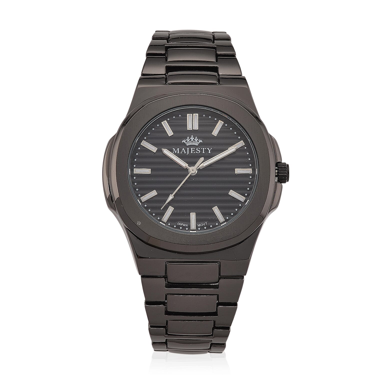 Majesty Miyota 2035 Movement 3ATM Water Resistant Black Hydraulic Dial Watch with Black Colour Chain Strap