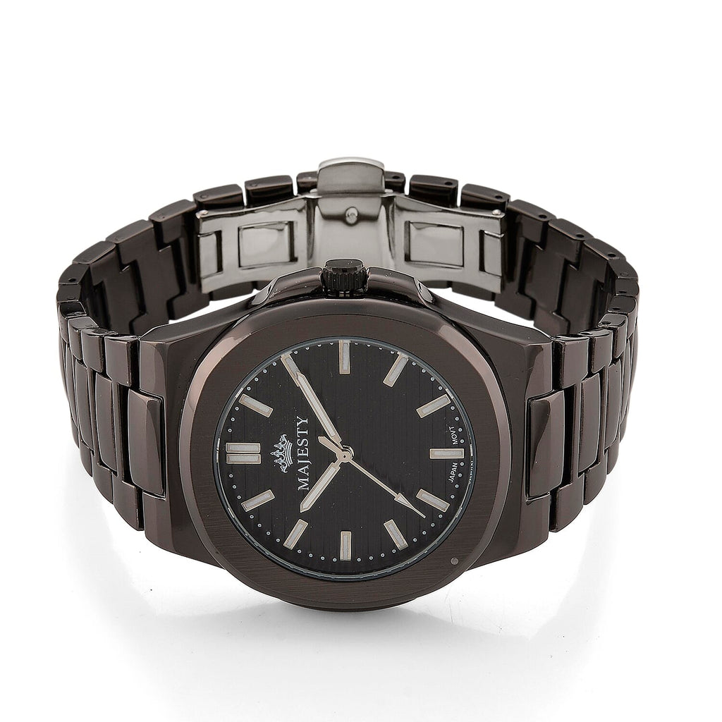 Majesty Miyota 2035 Movement 3ATM Water Resistant Black Hydraulic Dial Watch with Black Colour Chain Strap