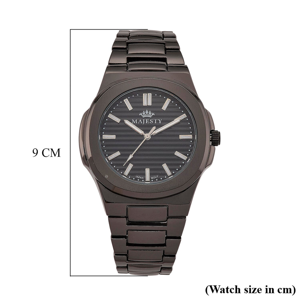 Majesty Miyota 2035 Movement 3ATM Water Resistant Black Hydraulic Dial Watch with Black Colour Chain Strap
