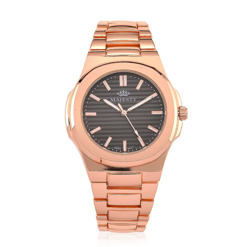 Majesty Miyota 2035 Movement 3ATM Water Resistant Gray Hydraulic Dial Watch with Rose Gold Colour Chain Strap