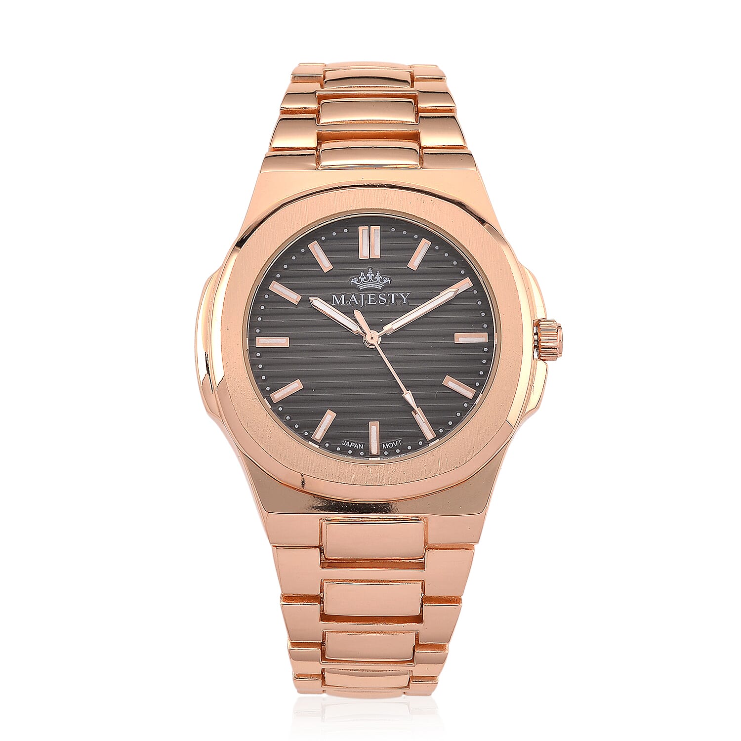 Majesty Miyota 2035 Movement 3ATM Water Resistant Gray Hydraulic Dial Watch with Rose Gold Colour Chain Strap