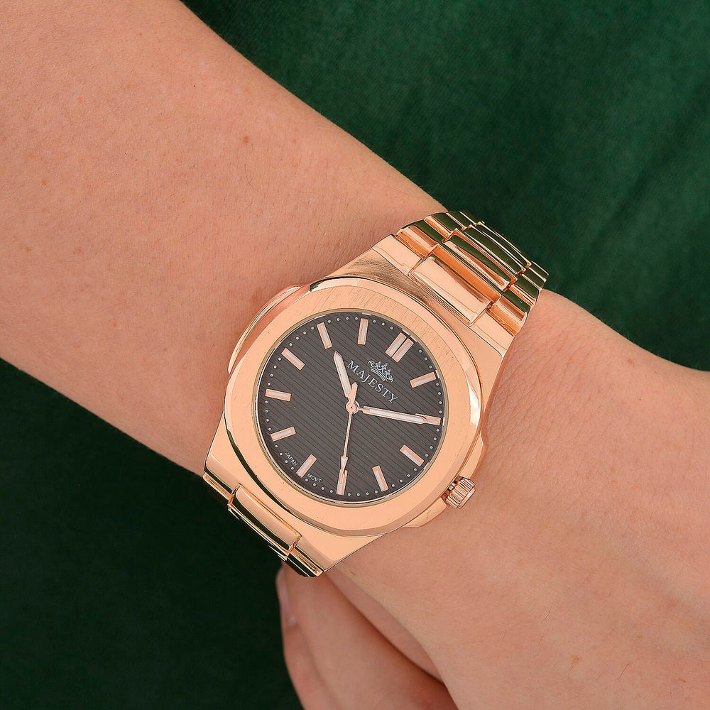 Majesty Miyota 2035 Movement 3ATM Water Resistant Gray Hydraulic Dial Watch with Rose Gold Colour Chain Strap