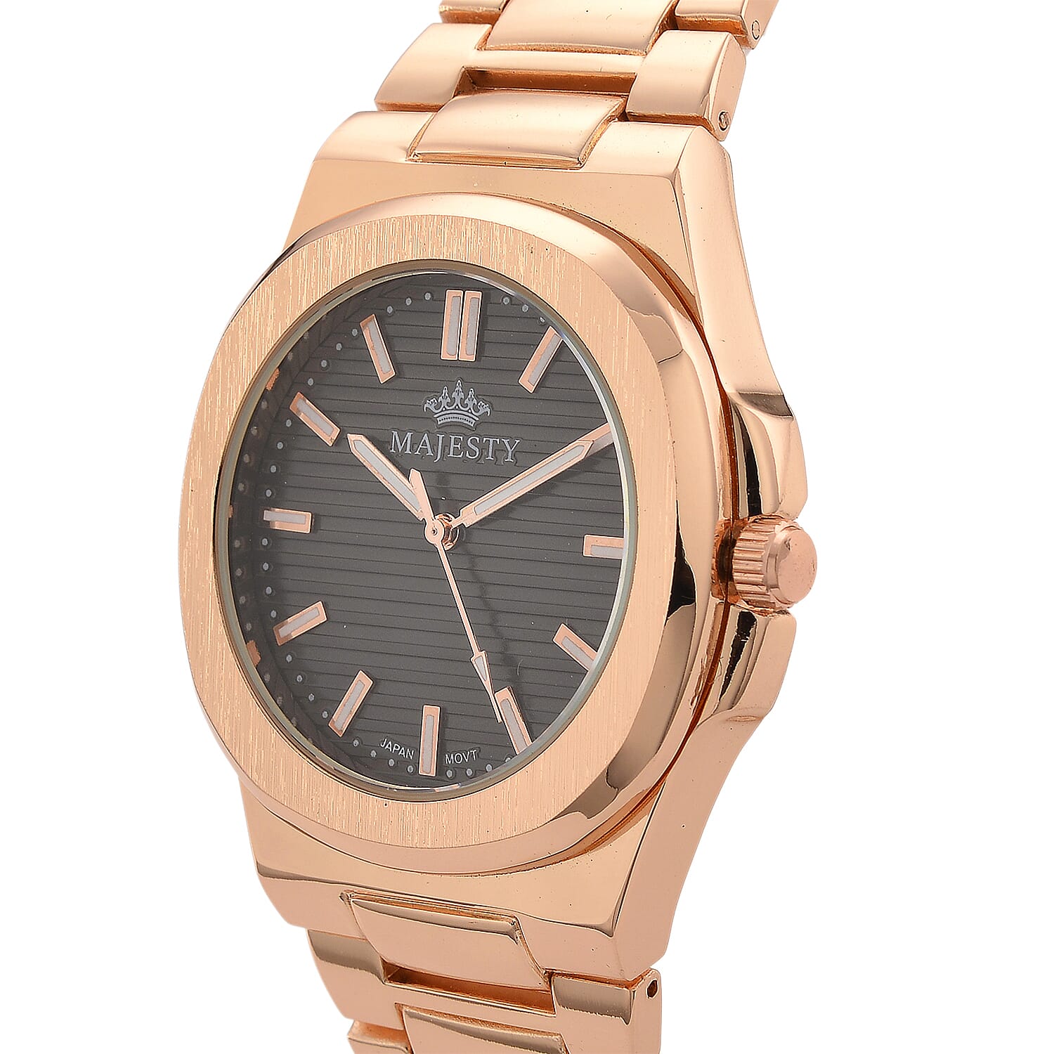 Majesty Miyota 2035 Movement 3ATM Water Resistant Gray Hydraulic Dial Watch with Rose Gold Colour Chain Strap