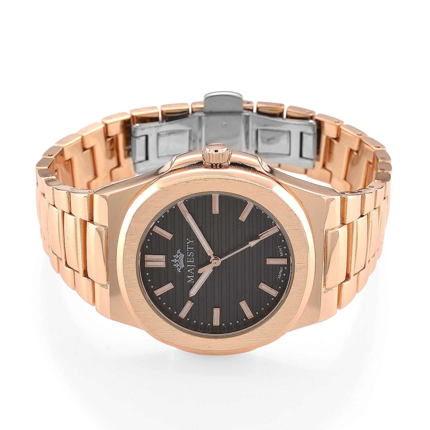 Majesty Miyota 2035 Movement 3ATM Water Resistant Gray Hydraulic Dial Watch with Rose Gold Colour Chain Strap