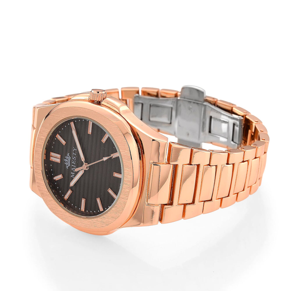 Majesty Miyota 2035 Movement 3ATM Water Resistant Gray Hydraulic Dial Watch with Rose Gold Colour Chain Strap