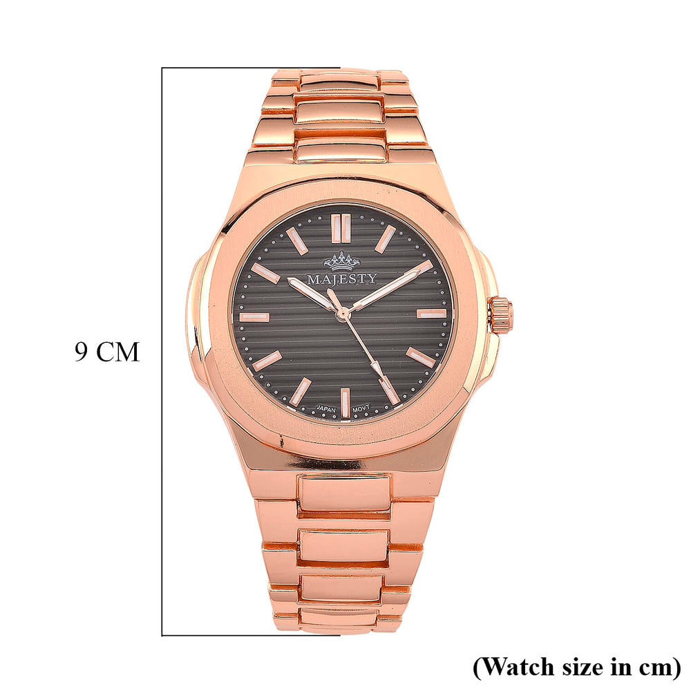 Majesty Miyota 2035 Movement 3ATM Water Resistant Gray Hydraulic Dial Watch with Rose Gold Colour Chain Strap