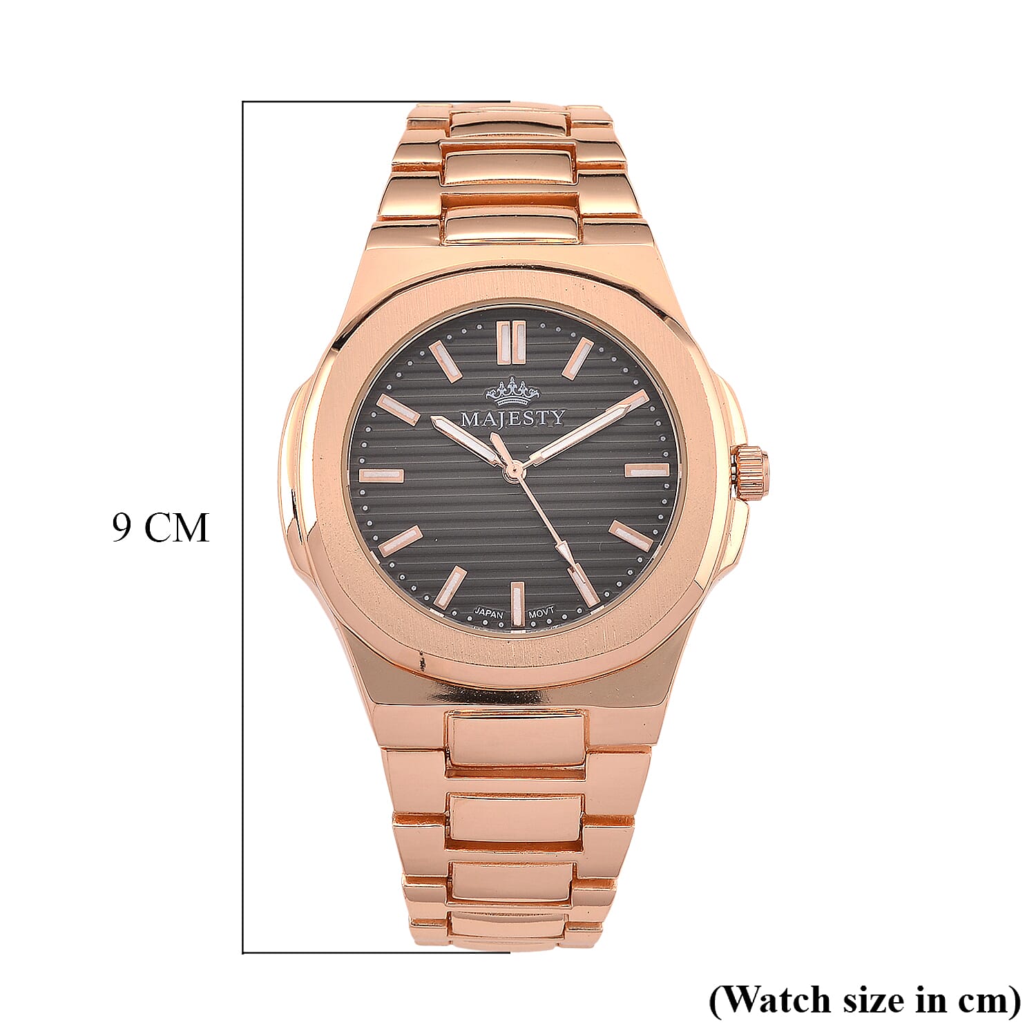 Majesty Miyota 2035 Movement 3ATM Water Resistant Gray Hydraulic Dial Watch with Rose Gold Colour Chain Strap
