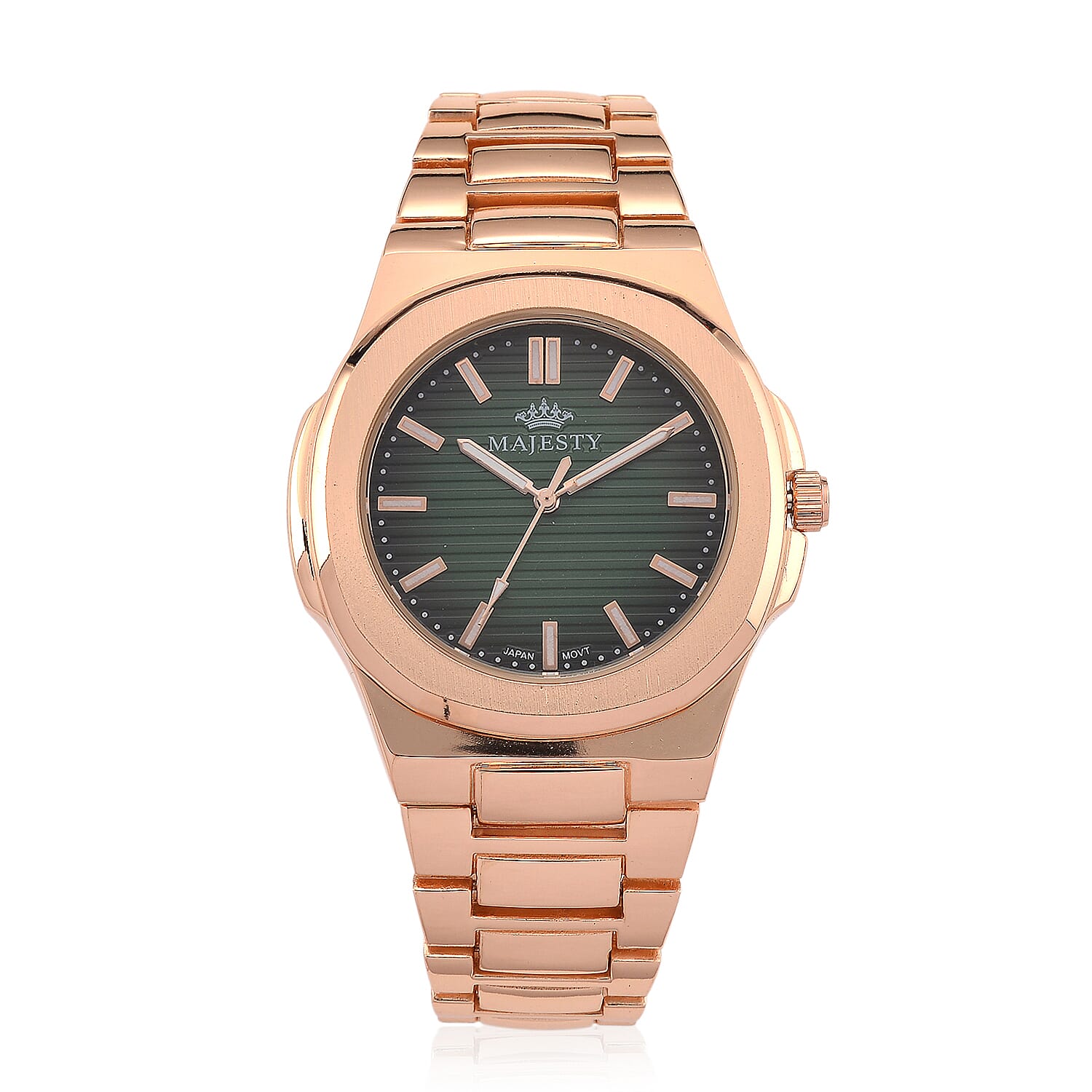 ONE TIME DEAL- Majesty Miyota 2035 Movement 3ATM Water Resistant Green Gradient Hydraulic Dial Watch with Rose Gold Colour Strap