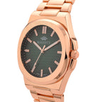 ONE TIME DEAL- Majesty Miyota 2035 Movement 3ATM Water Resistant Green Gradient Hydraulic Dial Watch with Rose Gold Colour Strap