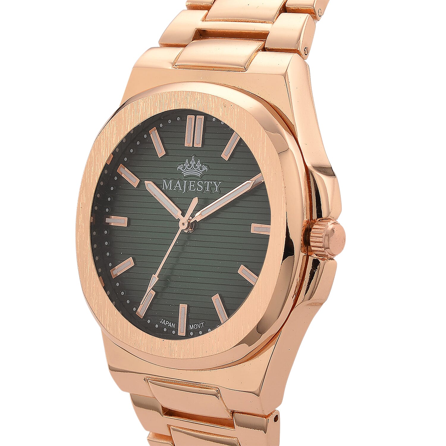 ONE TIME DEAL- Majesty Miyota 2035 Movement 3ATM Water Resistant Green Gradient Hydraulic Dial Watch with Rose Gold Colour Strap