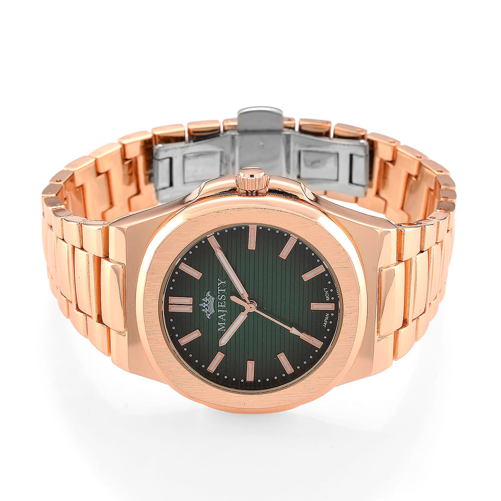 ONE TIME DEAL- Majesty Miyota 2035 Movement 3ATM Water Resistant Green Gradient Hydraulic Dial Watch with Rose Gold Colour Strap