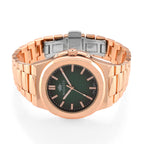 ONE TIME DEAL- Majesty Miyota 2035 Movement 3ATM Water Resistant Green Gradient Hydraulic Dial Watch with Rose Gold Colour Strap