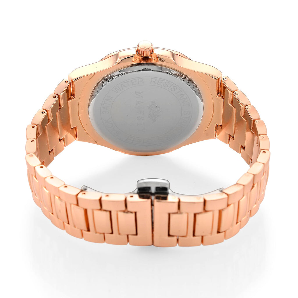 ONE TIME DEAL- Majesty Miyota 2035 Movement 3ATM Water Resistant Green Gradient Hydraulic Dial Watch with Rose Gold Colour Strap