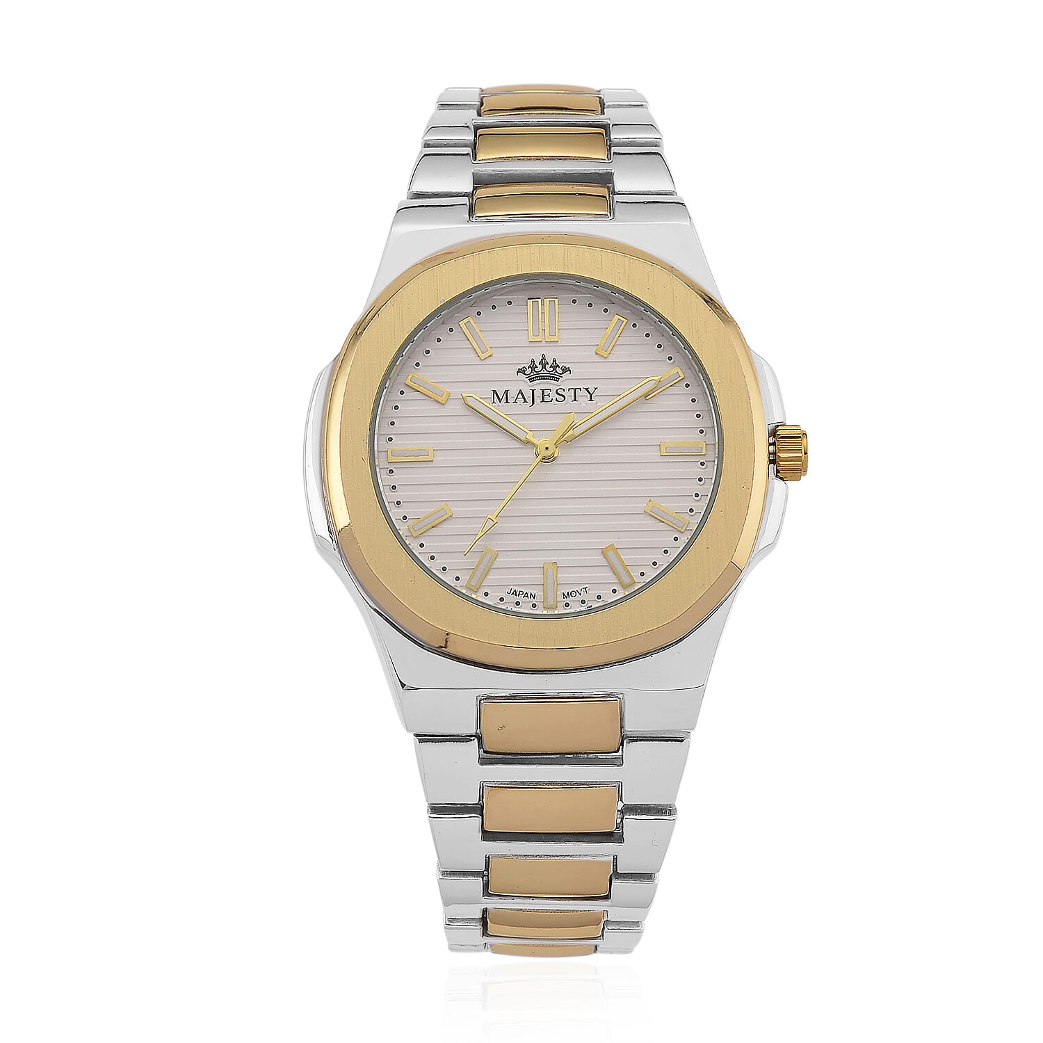 Majesty Miyota 2035 Movement 3ATM Water Resistant Silver Hydraulic Dial Watch with Two-Tone Chain Strap