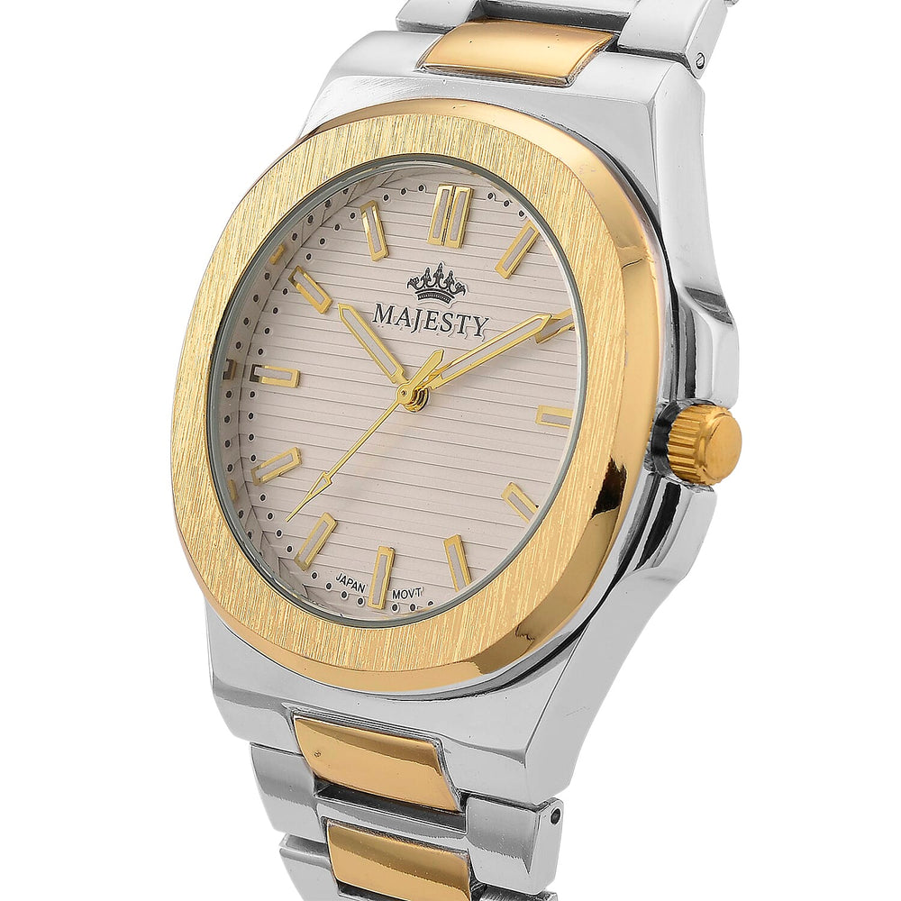 Majesty Miyota 2035 Movement 3ATM Water Resistant Silver Hydraulic Dial Watch with Two-Tone Chain Strap