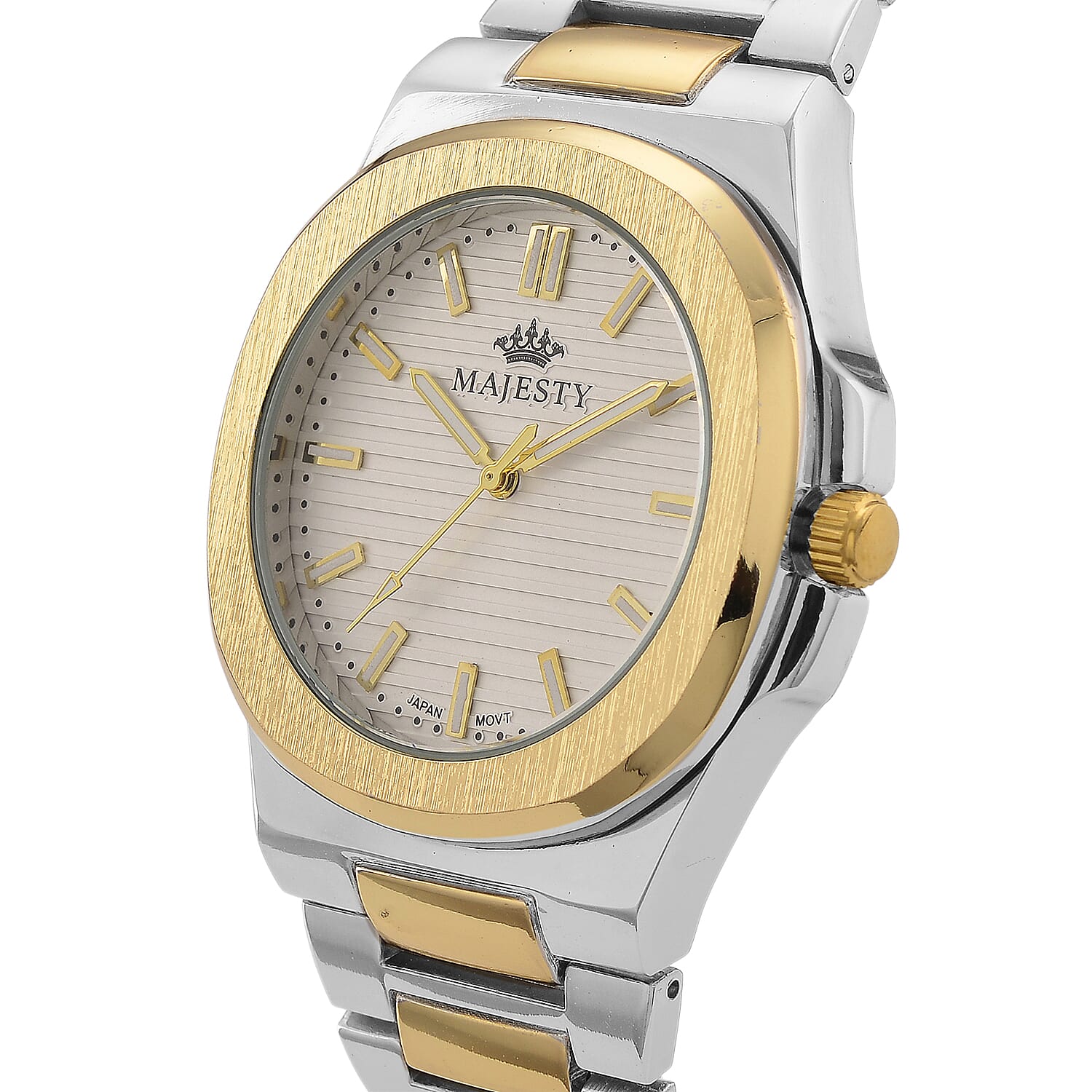 Majesty Miyota 2035 Movement 3ATM Water Resistant Silver Hydraulic Dial Watch with Two-Tone Chain Strap