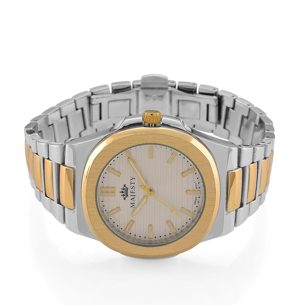 Majesty Miyota 2035 Movement 3ATM Water Resistant Silver Hydraulic Dial Watch with Two-Tone Chain Strap