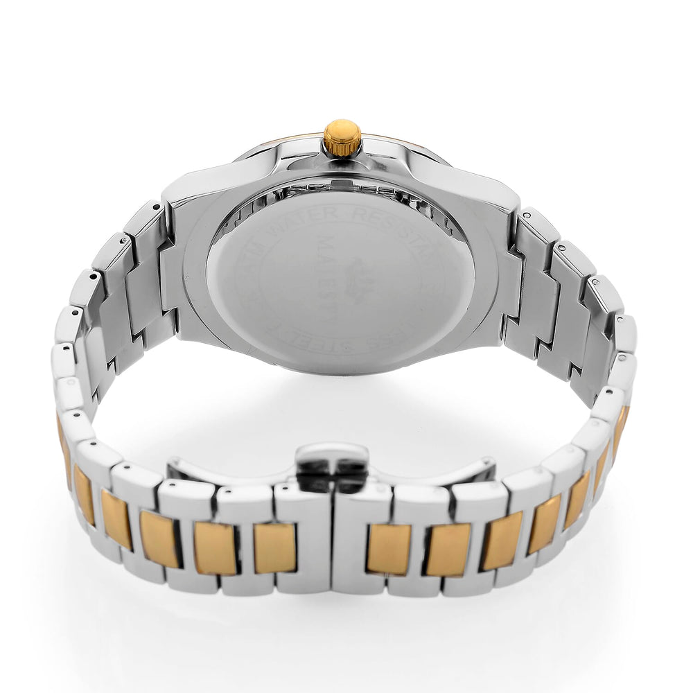 Majesty Miyota 2035 Movement 3ATM Water Resistant Silver Hydraulic Dial Watch with Two-Tone Chain Strap