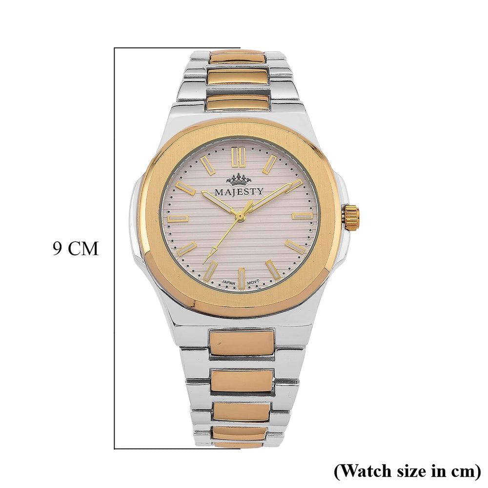 Majesty Miyota 2035 Movement 3ATM Water Resistant Silver Hydraulic Dial Watch with Two-Tone Chain Strap