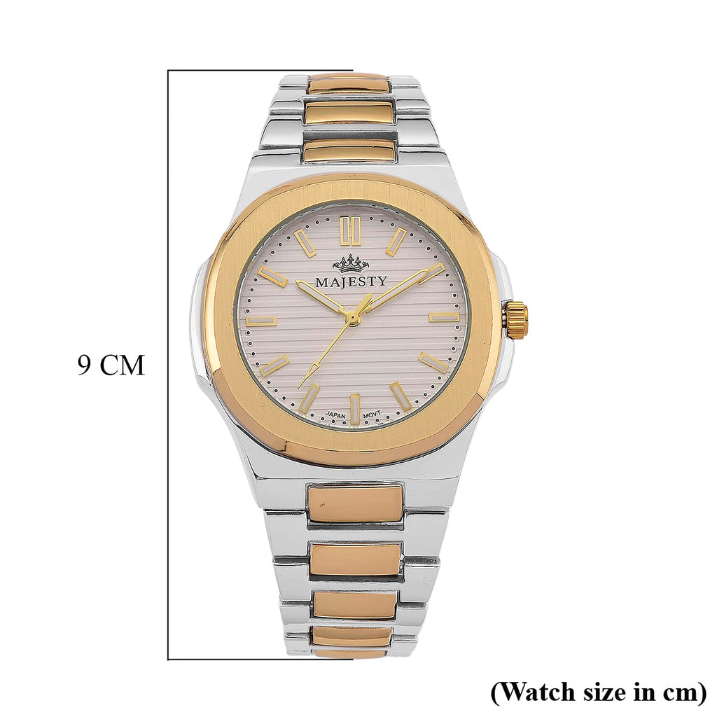 Majesty Miyota 2035 Movement 3ATM Water Resistant Silver Hydraulic Dial Watch with Two-Tone Chain Strap