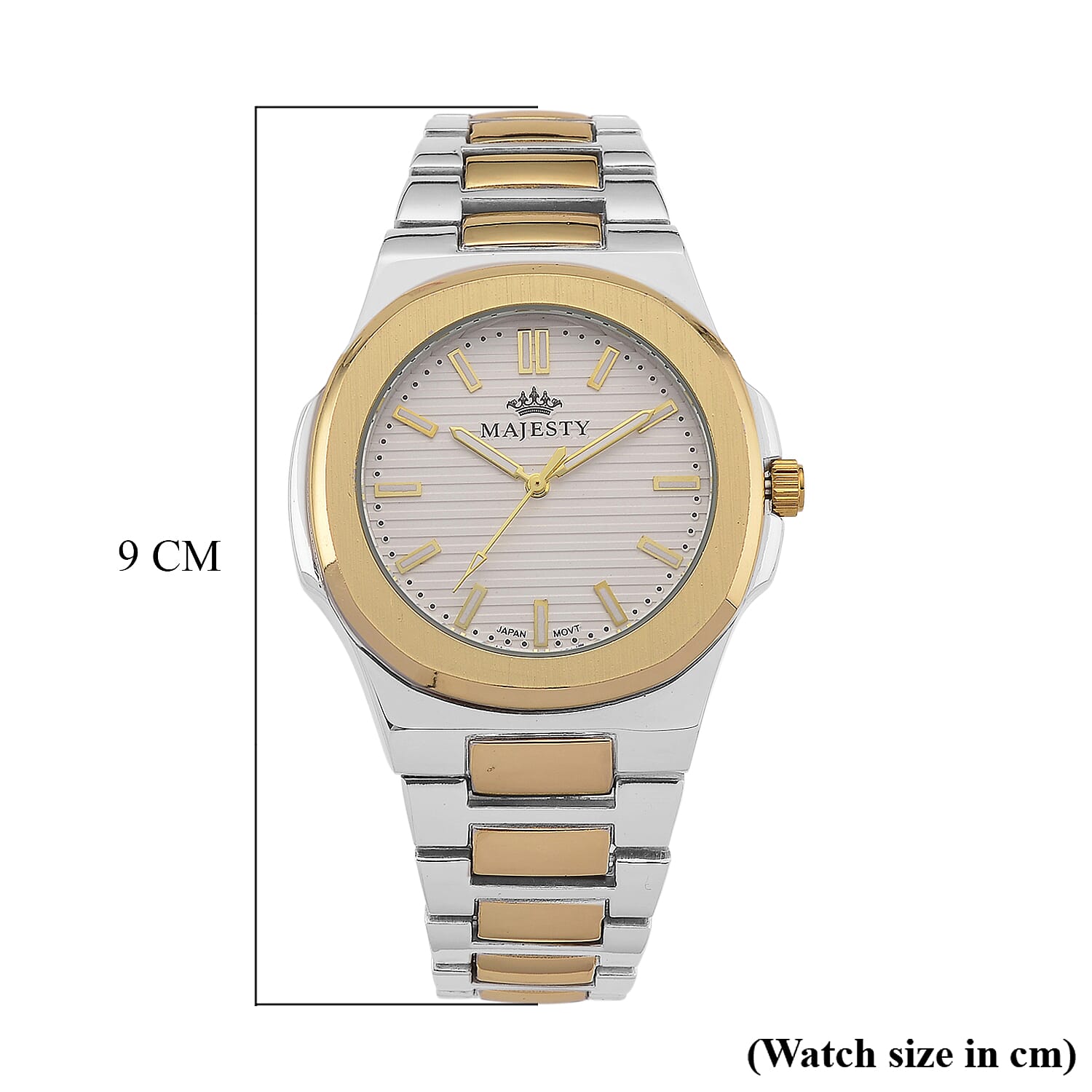 Majesty Miyota 2035 Movement 3ATM Water Resistant Silver Hydraulic Dial Watch with Two-Tone Chain Strap
