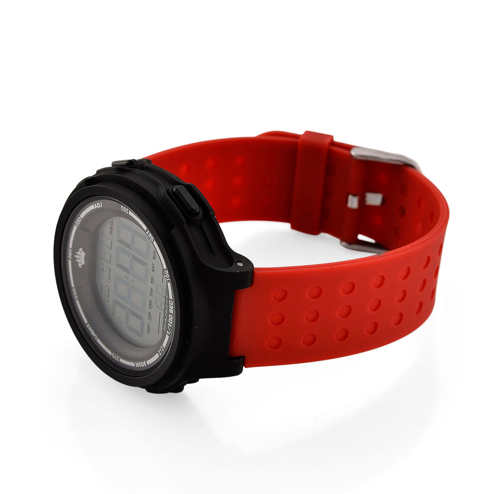 MAJESTY Digital Electronic 3ATM WR LCD Dial - Black Case Mens Watch with Red TUP Strap