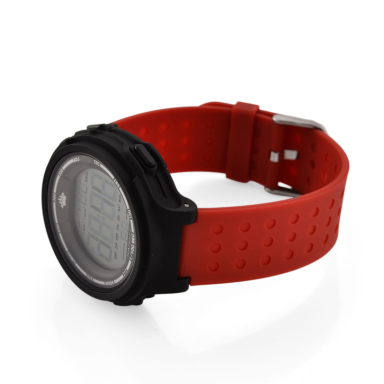 MAJESTY Digital Electronic 3ATM WR LCD Dial - Black Case Mens Watch with Red TUP Strap