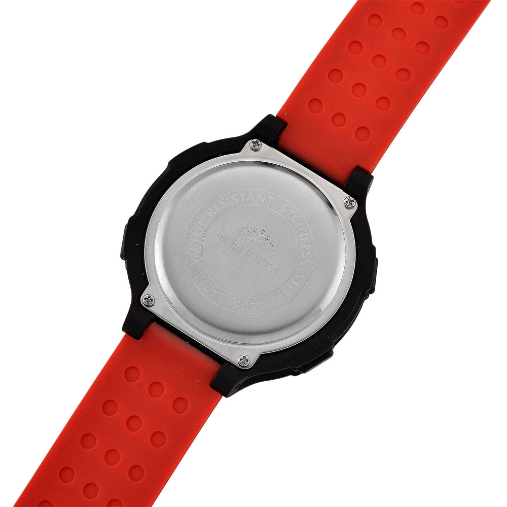 MAJESTY Digital Electronic 3ATM WR LCD Dial - Black Case Mens Watch with Red TUP Strap