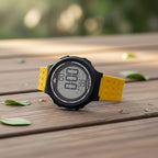 MAJESTY Digital Electronic 3ATM WR LCD Dial - Black Case Mens Watch with Yellow TUP Strap