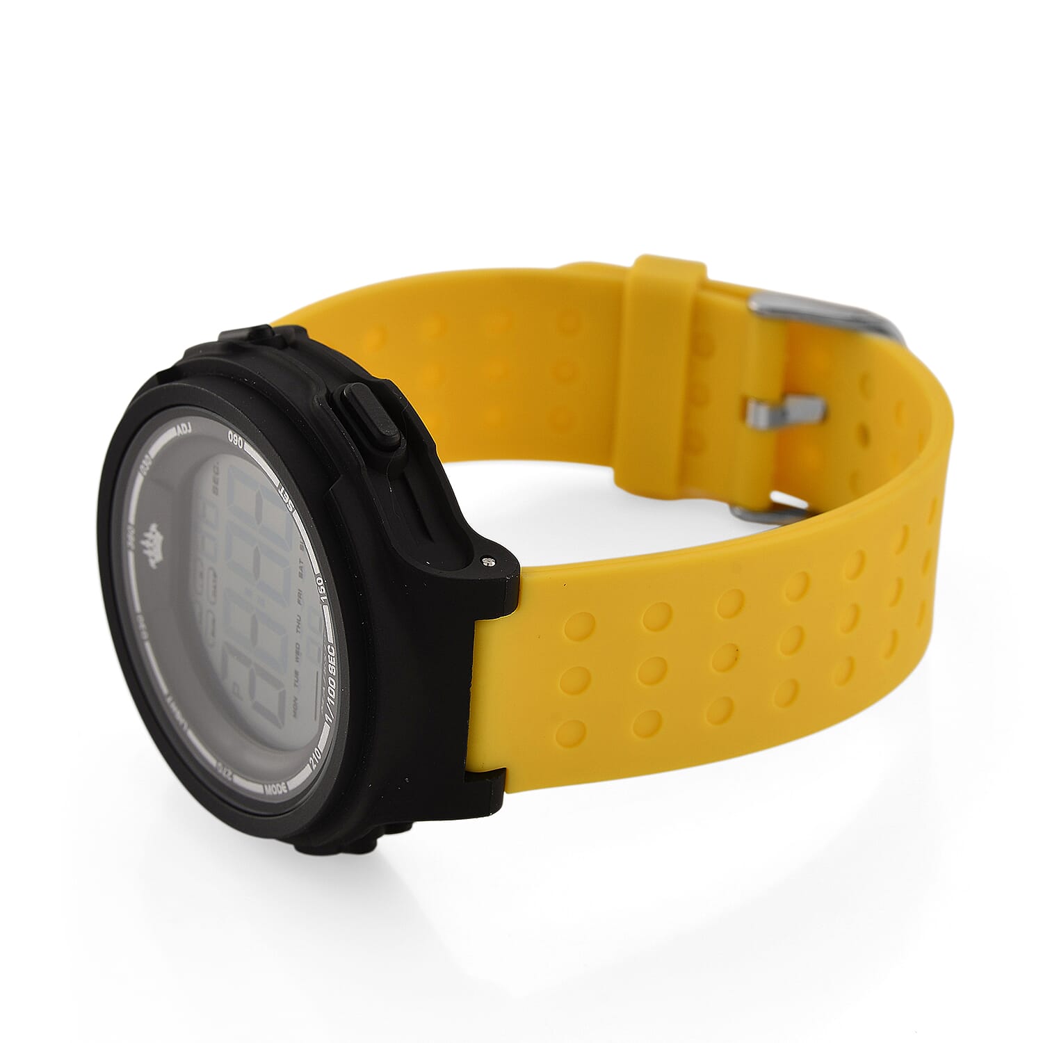 MAJESTY Digital Electronic 3ATM WR LCD Dial - Black Case Mens Watch with Yellow TUP Strap