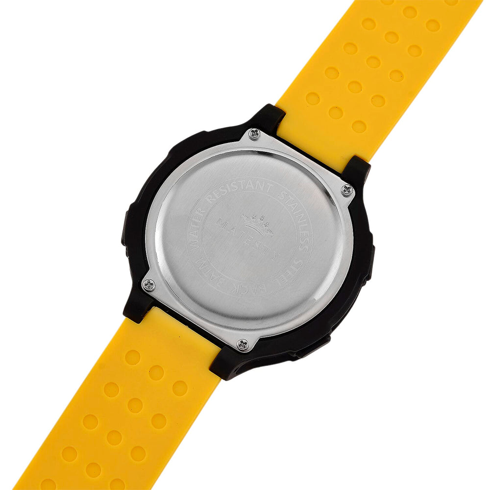 MAJESTY Digital Electronic 3ATM WR LCD Dial - Black Case Mens Watch with Yellow TUP Strap
