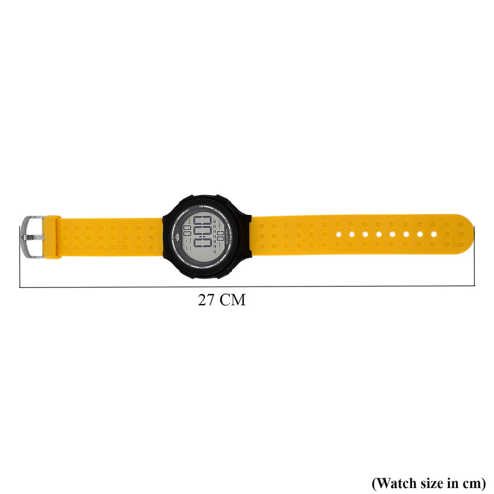 MAJESTY Digital Electronic 3ATM WR LCD Dial - Black Case Mens Watch with Yellow TUP Strap