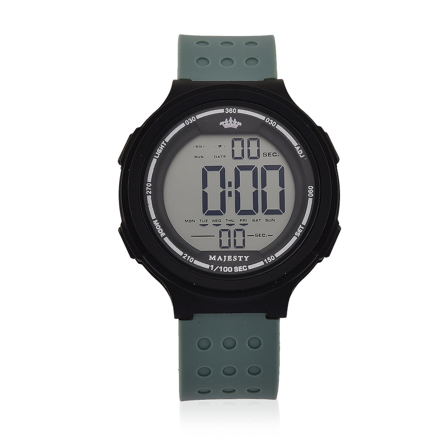 MAJESTY Digital Electronic 3ATM WR LCD Dial - Black Case Mens Watch with Cyan TUP Strap
