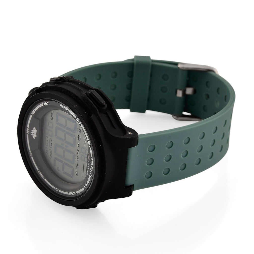 MAJESTY Digital Electronic 3ATM WR LCD Dial - Black Case Mens Watch with Cyan TUP Strap