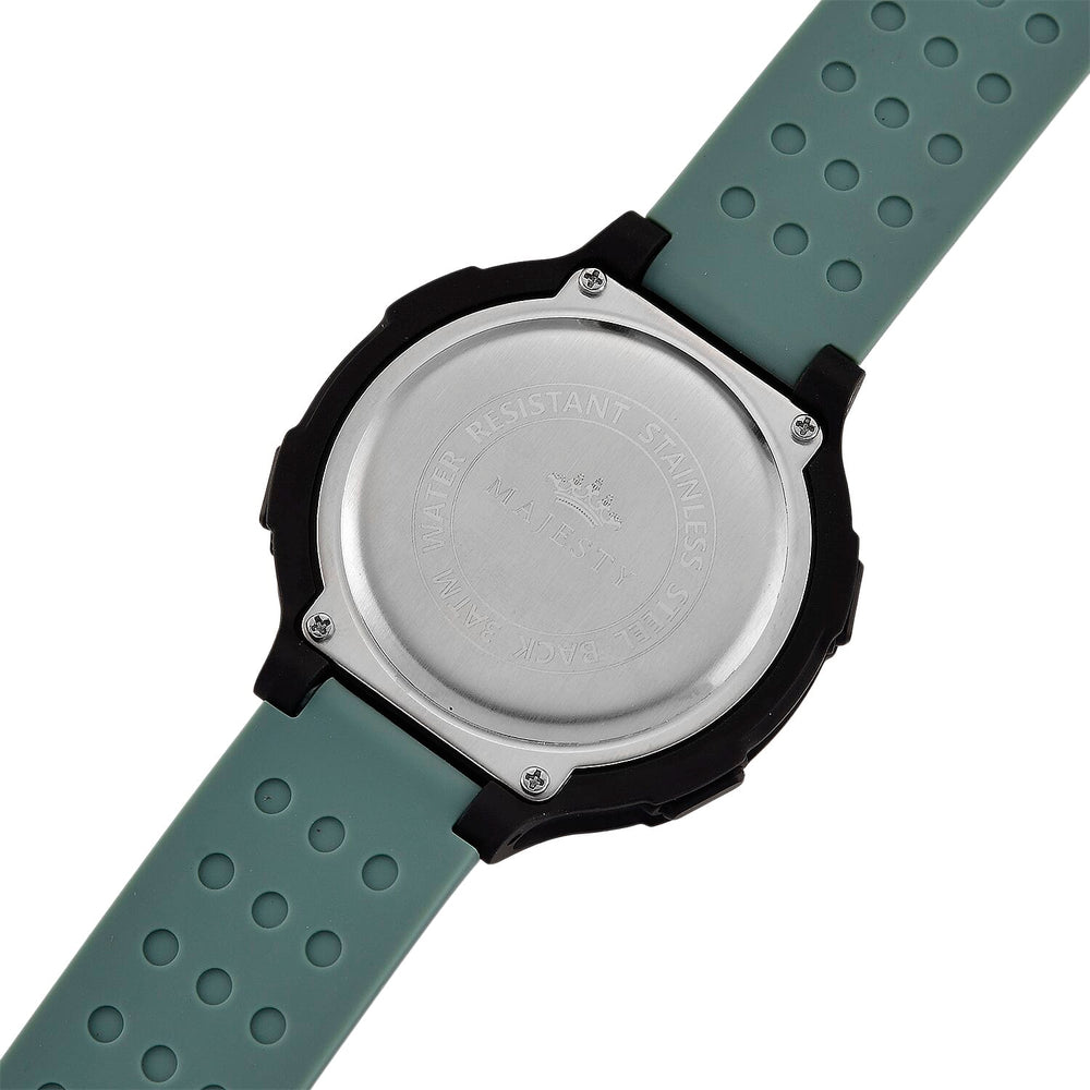 MAJESTY Digital Electronic 3ATM WR LCD Dial - Black Case Mens Watch with Cyan TUP Strap