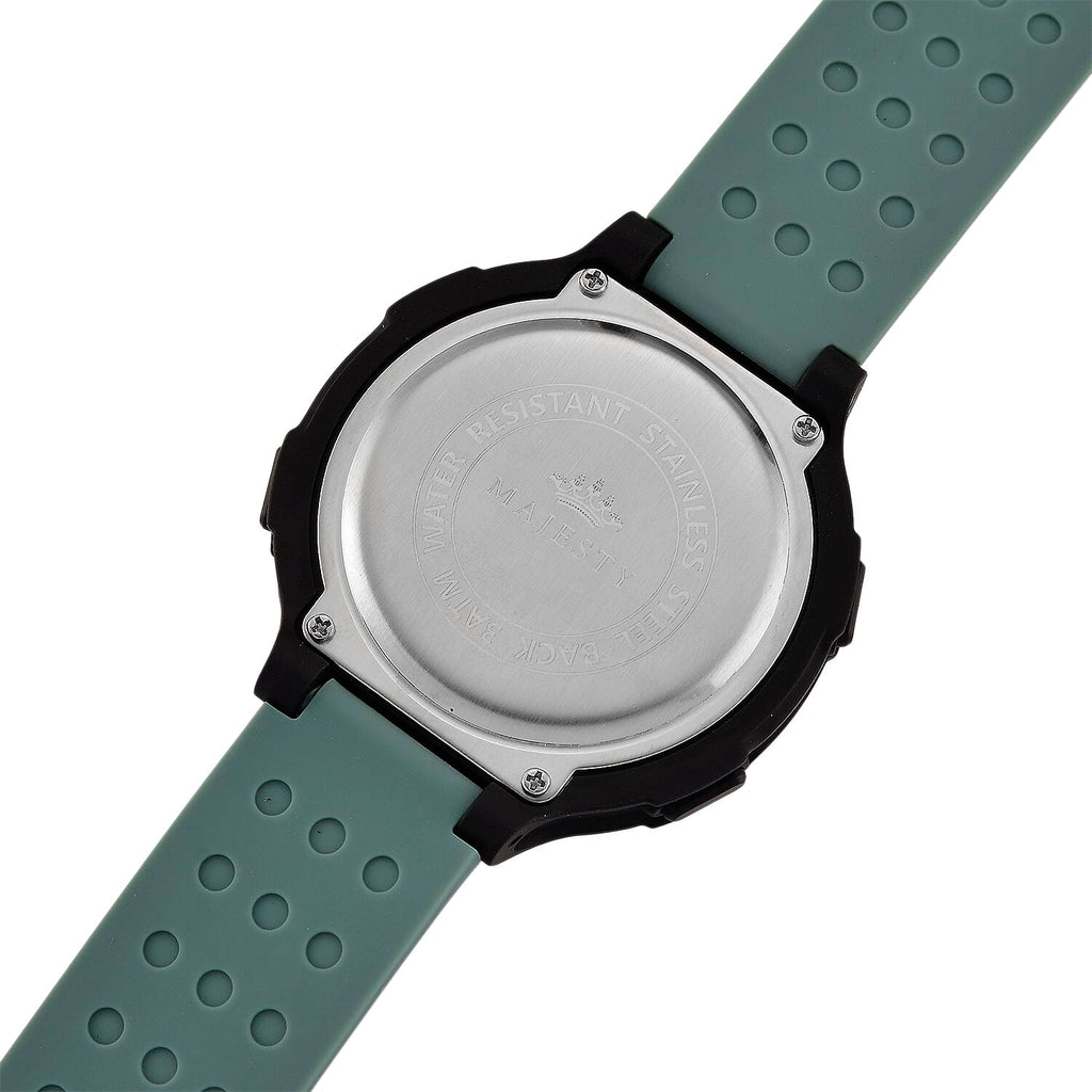 MAJESTY Digital Electronic 3ATM WR LCD Dial - Black Case Mens Watch with Cyan TUP Strap