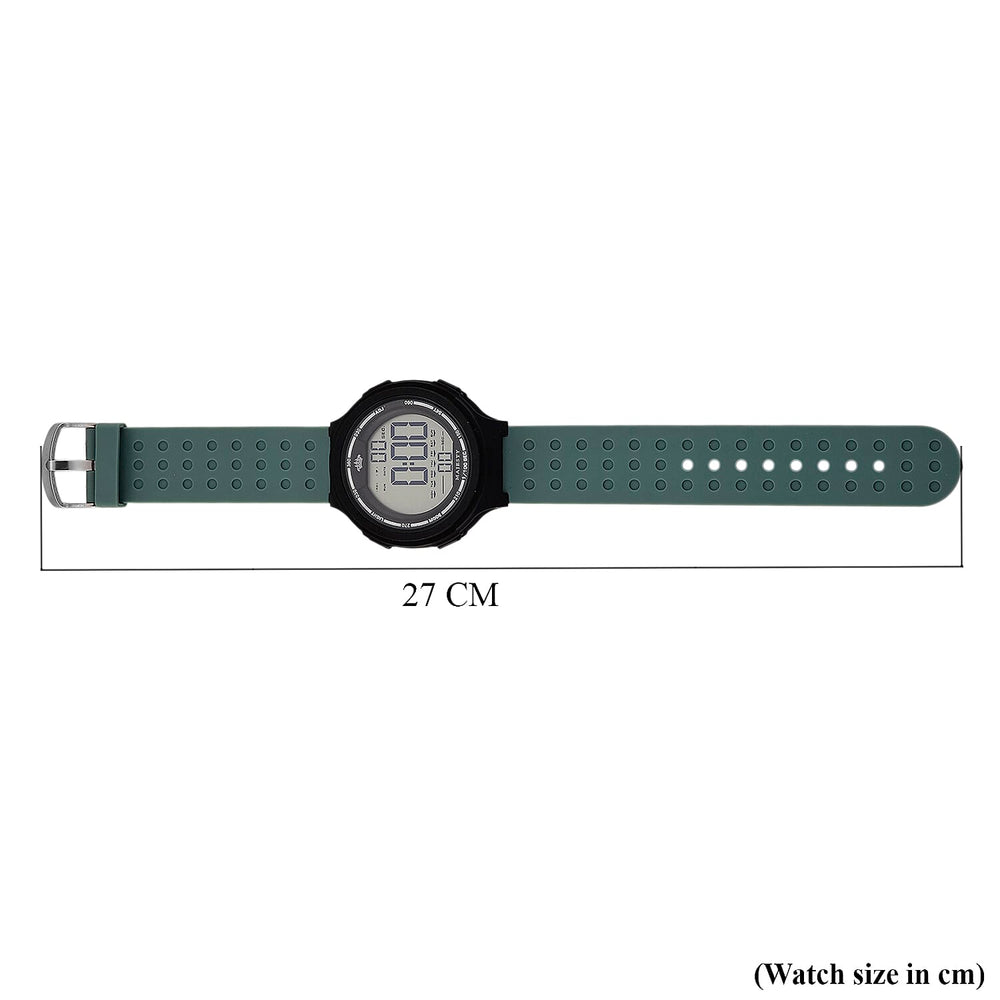 MAJESTY Digital Electronic 3ATM WR LCD Dial - Black Case Mens Watch with Cyan TUP Strap