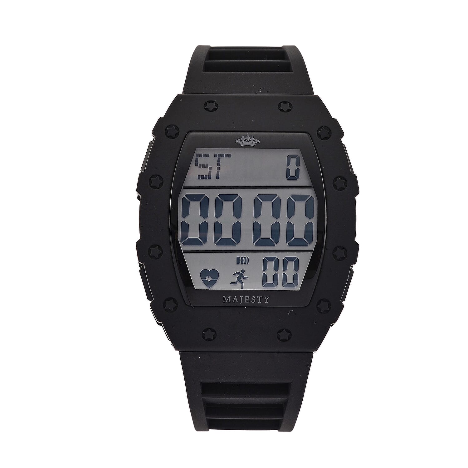 MAJESTY Digital Electronic 3ATM WR LCD Dial - Black Case Mens Watch with Black TUP Strap
