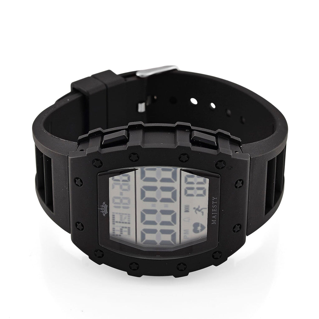 MAJESTY Digital Electronic 3ATM WR LCD Dial - Black Case Mens Watch with Black TUP Strap