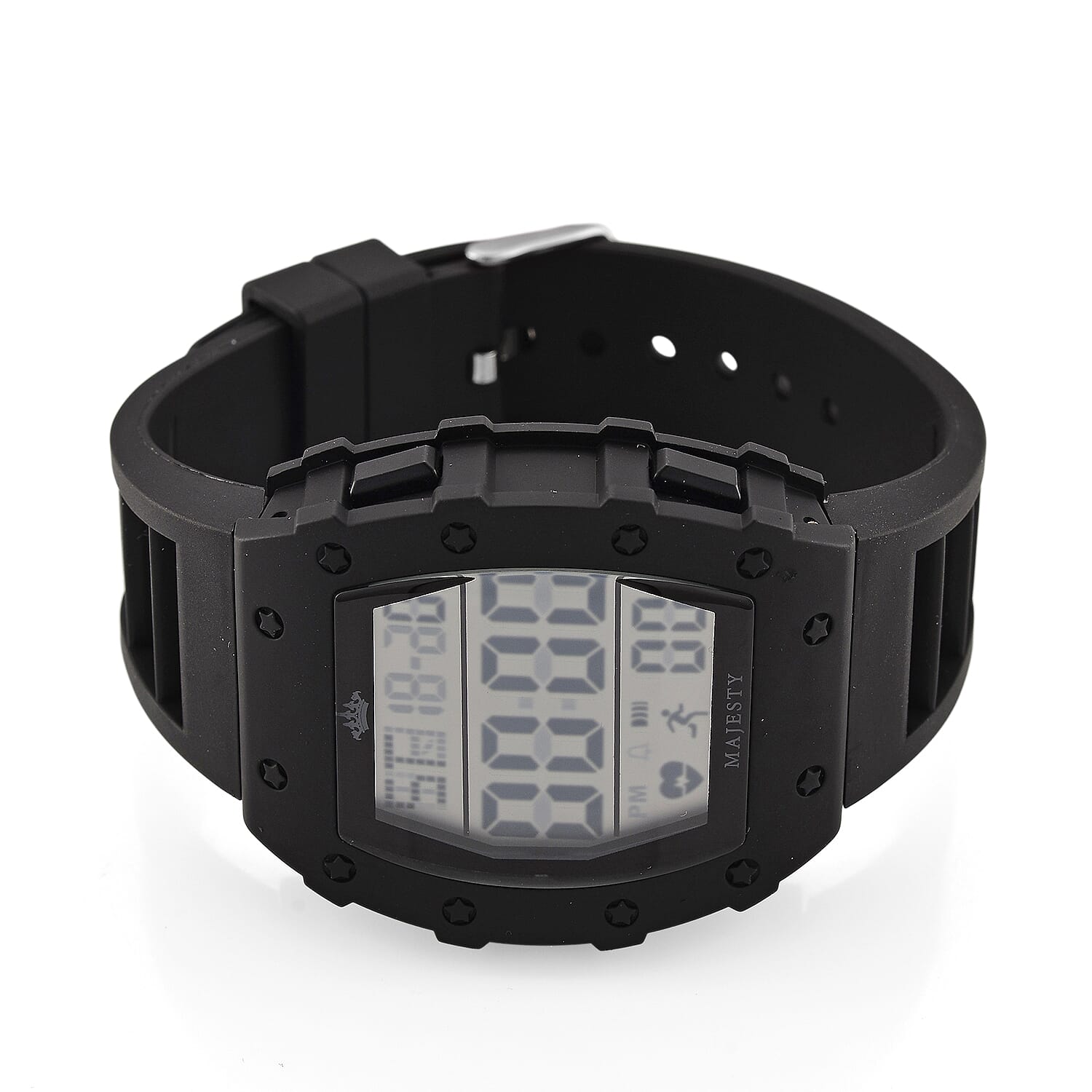 MAJESTY Digital Electronic 3ATM WR LCD Dial - Black Case Mens Watch with Black TUP Strap