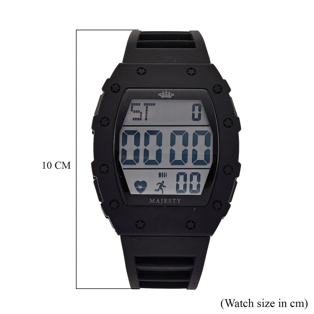 MAJESTY Digital Electronic 3ATM WR LCD Dial - Black Case Mens Watch with Black TUP Strap