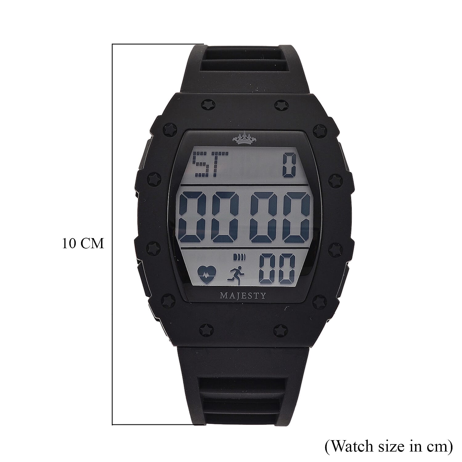 MAJESTY Digital Electronic 3ATM WR LCD Dial - Black Case Mens Watch with Black TUP Strap